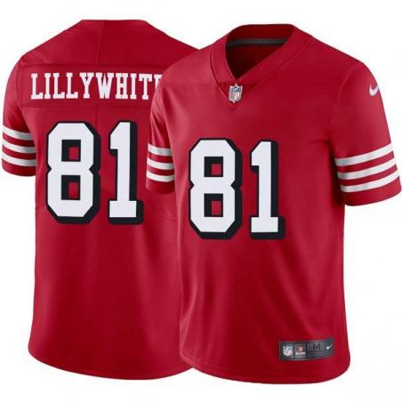 Red Throwback Verl Lillywhite 49ers Jersey Custom Sewn-on Patches Mens Womens Youth