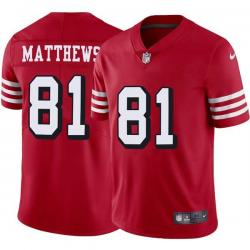 Red Throwback Jordan Matthews 49ers Jersey Custom Sewn-on Patches Mens Womens Youth