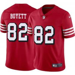 Red Throwback Lon Boyett 49ers Jersey Custom Sewn-on Patches Mens Womens Youth