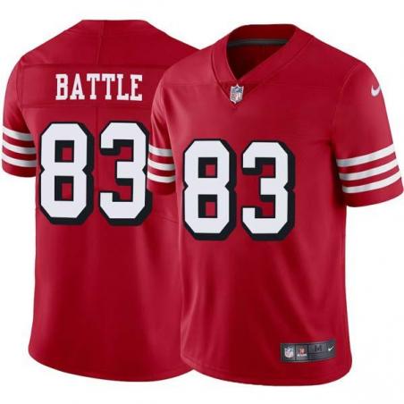 Red Throwback Arnaz Battle 49ers Jersey Custom Sewn-on Patches Mens Womens Youth