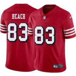 Red Throwback Sanjay Beach 49ers Jersey Custom Sewn-on Patches Mens Womens Youth