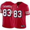 Red Throwback Ken Casanega 49ers Jersey Custom Sewn-on Patches Mens Womens Youth