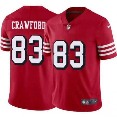 Red Throwback Derrick Crawford 49ers Jersey Custom Sewn-on Patches Mens Womens Youth