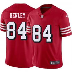 Red Throwback Thomas Henley 49ers Jersey Custom Sewn-on Patches Mens Womens Youth