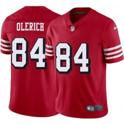 Red Throwback Dave Olerich 49ers Jersey Custom Sewn-on Patches Mens Womens Youth