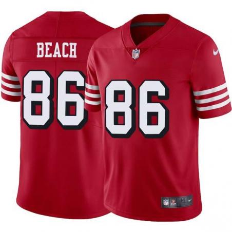 Red Throwback Sanjay Beach 49ers Jersey Custom Sewn-on Patches Mens Womens Youth