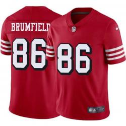 Red Throwback Jack Brumfield 49ers Jersey Custom Sewn-on Patches Mens Womens Youth