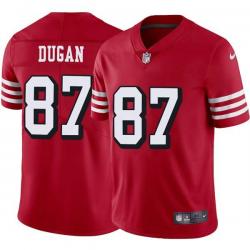 Red Throwback Fred Dugan 49ers Jersey Custom Sewn-on Patches Mens Womens Youth