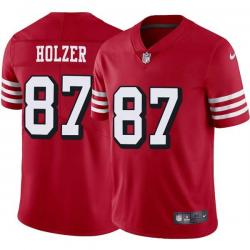 Red Throwback Tom Holzer 49ers Jersey Custom Sewn-on Patches Mens Womens Youth