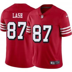 Red Throwback Jim Lash 49ers Jersey Custom Sewn-on Patches Mens Womens Youth