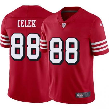 Red Throwback Garrett Celek 49ers Jersey Custom Sewn-on Patches Mens Womens Youth