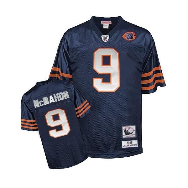 Jim McMahon Chicago Football Jersey - Chicago #9 Football Jersey(Navy Throwback with Bear Patch)