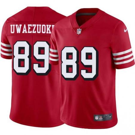 Red Throwback Iheanyi Uwaezuoke 49ers Jersey Custom Sewn-on Patches Mens Womens Youth