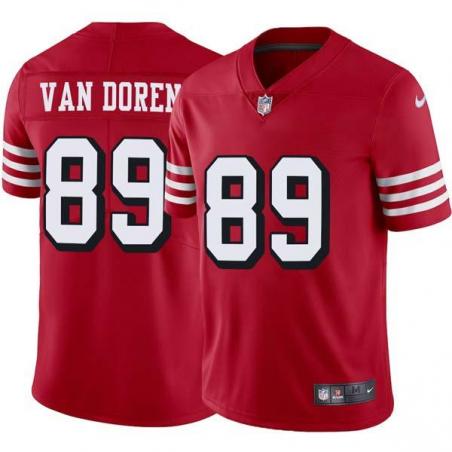 Red Throwback Bob Van Doren 49ers Jersey Custom Sewn-on Patches Mens Womens Youth