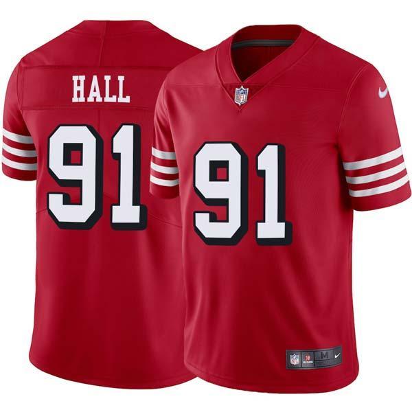 Red Throwback Rhett Hall 49ers Jersey Custom Sewn-on Patches Mens Womens Youth