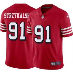 Red Throwback Johnny Strzykalski 49ers Jersey Custom Sewn-on Patches Mens Womens Youth