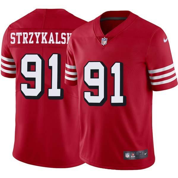 Red Throwback Johnny Strzykalski 49ers Jersey Custom Sewn-on Patches Mens Womens Youth