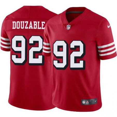 Red Throwback Leger Douzable 49ers Jersey Custom Sewn-on Patches Mens Womens Youth