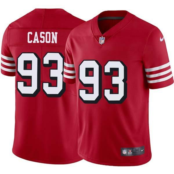 Red Throwback Jim Cason 49ers Jersey Custom Sewn-on Patches Mens Womens Youth