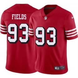 Red Throwback Ronald Fields 49ers Jersey Custom Sewn-on Patches Mens Womens Youth