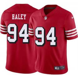 Red Throwback Charles Haley 49ers Jersey Custom Sewn-on Patches Mens Womens Youth