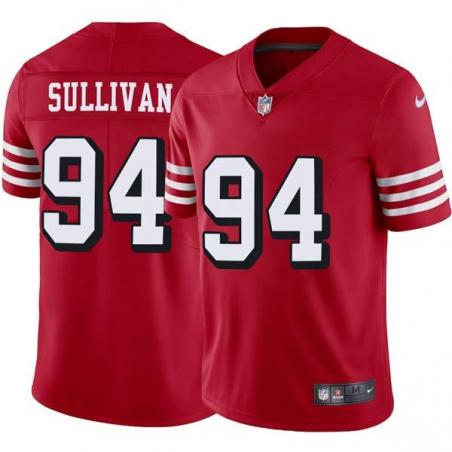 Red Throwback Bob Sullivan 49ers Jersey Custom Sewn-on Patches Mens Womens Youth