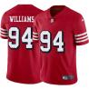 Red Throwback Andrew Williams 49ers Jersey Custom Sewn-on Patches Mens Womens Youth