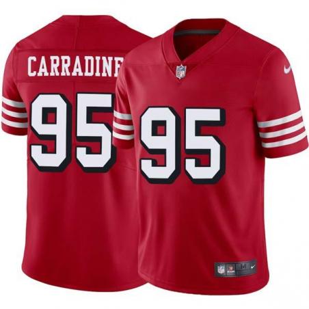 Red Throwback Tank Carradine 49ers Jersey Custom Sewn-on Patches Mens Womens Youth