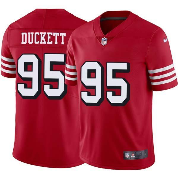 Red Throwback Damane Duckett 49ers Jersey Custom Sewn-on Patches Mens Womens Youth