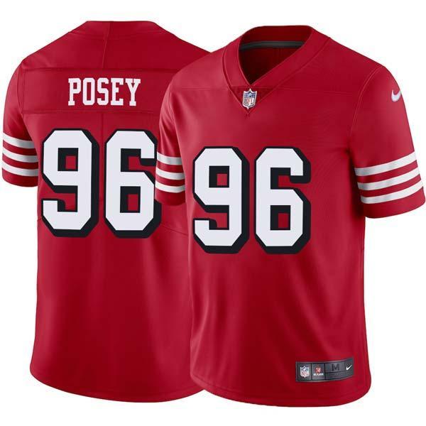 Red Throwback Jeff Posey 49ers Jersey Custom Sewn-on Patches Mens Womens Youth