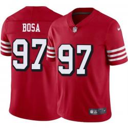 Red Throwback Nick Bosa 49ers Jersey Custom Sewn-on Patches Mens Womens Youth