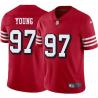 Red Throwback Bryant Young 49ers Jersey Custom Sewn-on Patches Mens Womens Youth