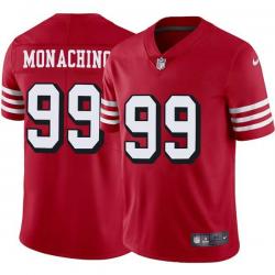 Red Throwback Jim Monachino 49ers Jersey Custom Sewn-on Patches Mens Womens Youth