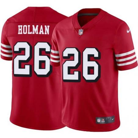 Red Throwback Rashad Holman 49ers Jersey Custom Sewn-on Patches Mens Womens Youth