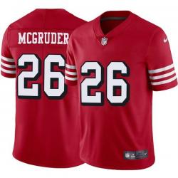 Red Throwback Michael McGruder 49ers Jersey Custom Sewn-on Patches Mens Womens Youth