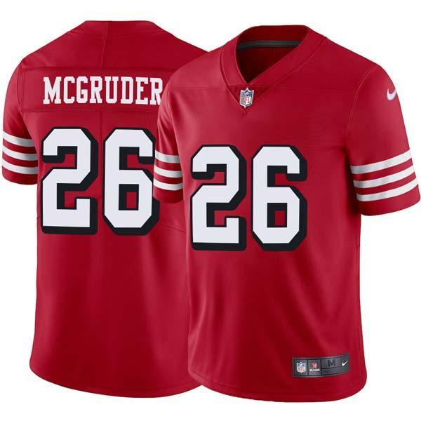 Red Throwback Michael McGruder 49ers Jersey Custom Sewn-on Patches Mens Womens Youth