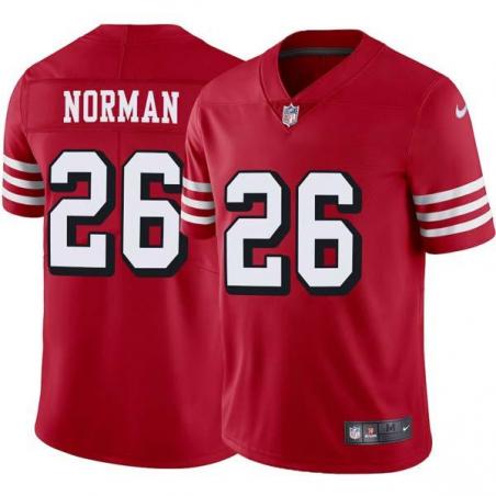 Red Throwback Josh Norman 49ers Jersey Custom Sewn-on Patches Mens Womens Youth