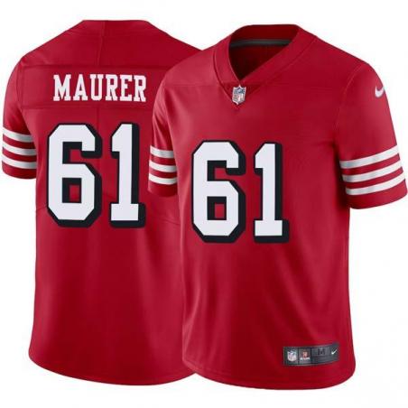 Red Throwback Andy Maurer 49ers Jersey Custom Sewn-on Patches Mens Womens Youth