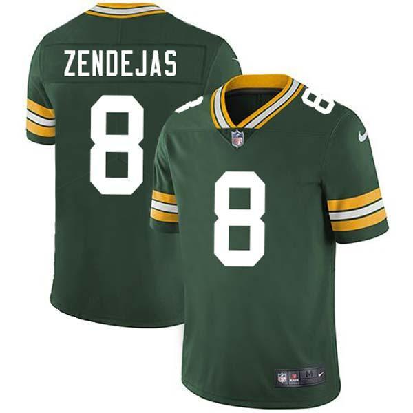 Green Max Zendejas Packers Jersey Custom Sewn-on Patches Mens Womens Youth