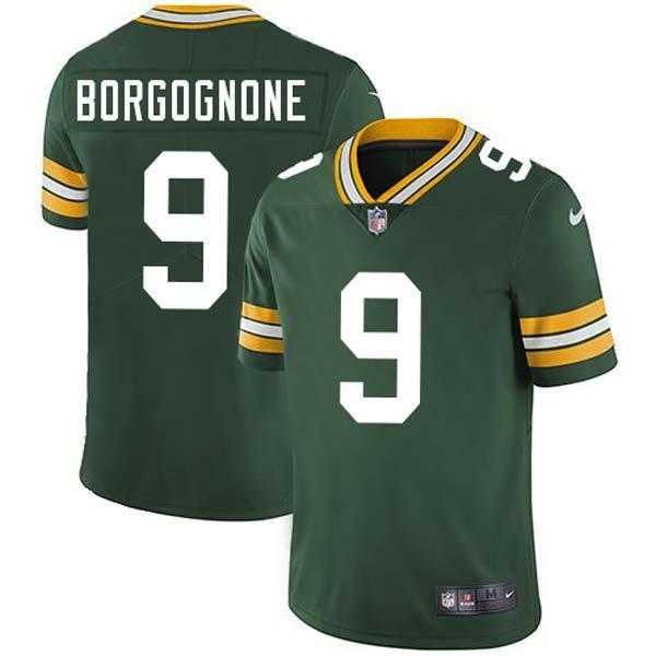 Green Dirk Borgognone Packers Jersey Custom Sewn-on Patches Mens Womens Youth