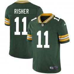 Green Alan Risher Packers Jersey Custom Sewn-on Patches Mens Womens Youth