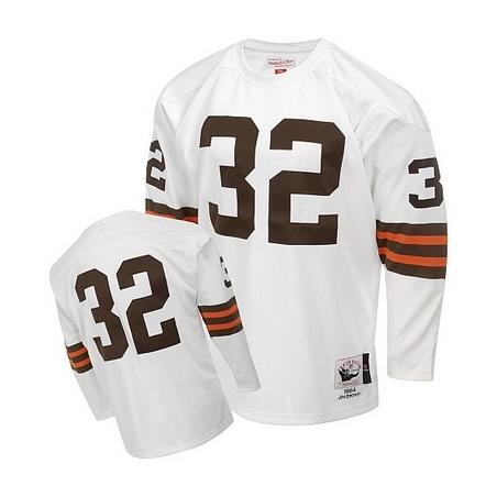 Jim Brown Cleveland Football Jersey - Cleveland #32 Football Jersey(White Throwback Long sleeves)