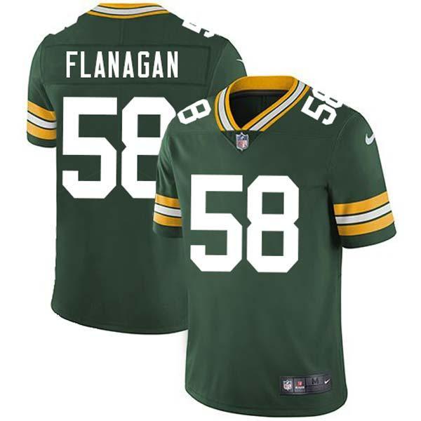 Green Mike Flanagan Packers Jersey Custom Sewn-on Patches Mens Womens Youth