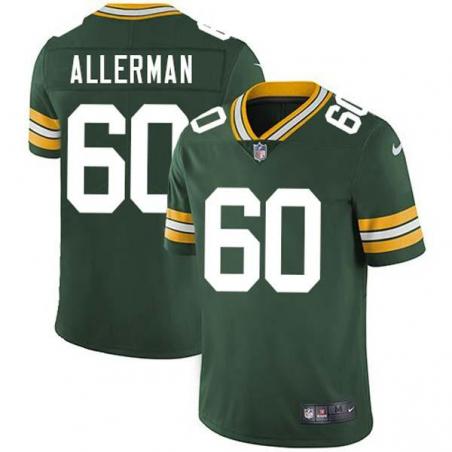 Green Kurt Allerman Packers Jersey Custom Sewn-on Patches Mens Womens Youth