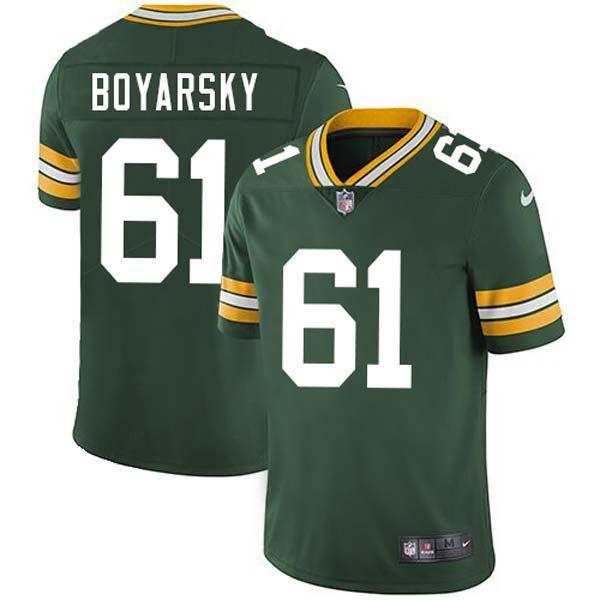 Green Jerry Boyarsky Packers Jersey Custom Sewn-on Patches Mens Womens Youth