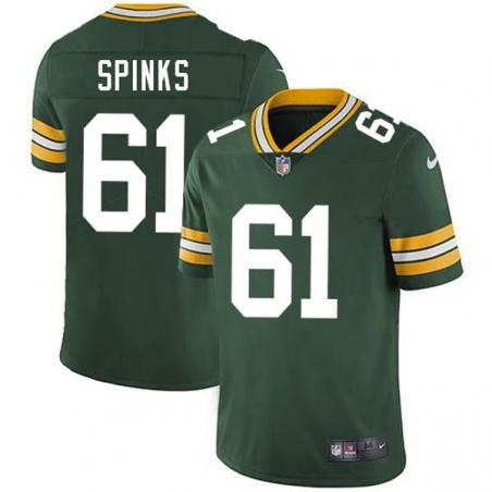 Green Jack Spinks Packers Jersey Custom Sewn-on Patches Mens Womens Youth