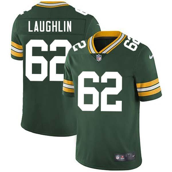 Green Jim Laughlin Packers Jersey Custom Sewn-on Patches Mens Womens Youth