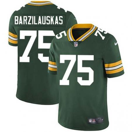 Green Carl Barzilauskas Packers Jersey Custom Sewn-on Patches Mens Womens Youth