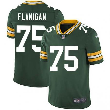 Green Jim Flanigan Packers Jersey Custom Sewn-on Patches Mens Womens Youth