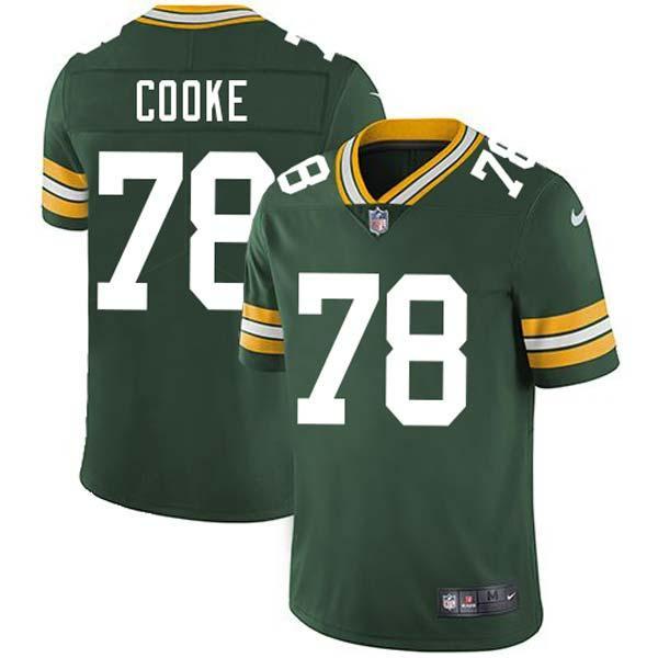 Green Bill Cooke Packers Jersey Custom Sewn-on Patches Mens Womens Youth